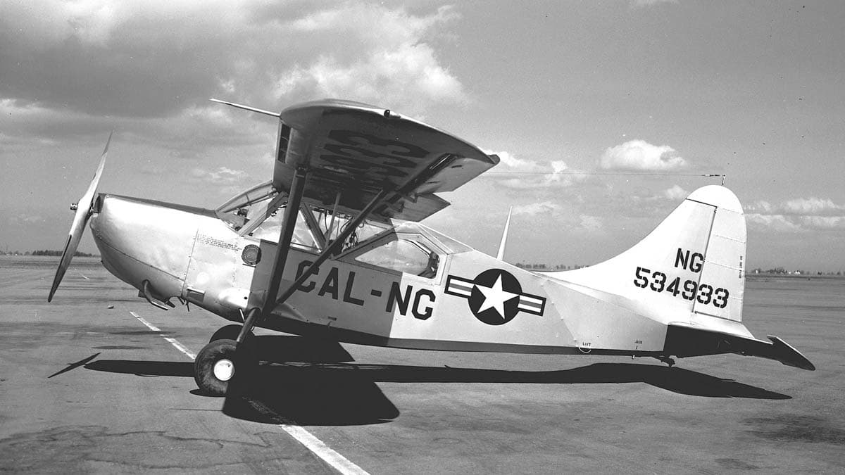 A restored Stinson L-5G Sentinel, the final and most powerful production variant