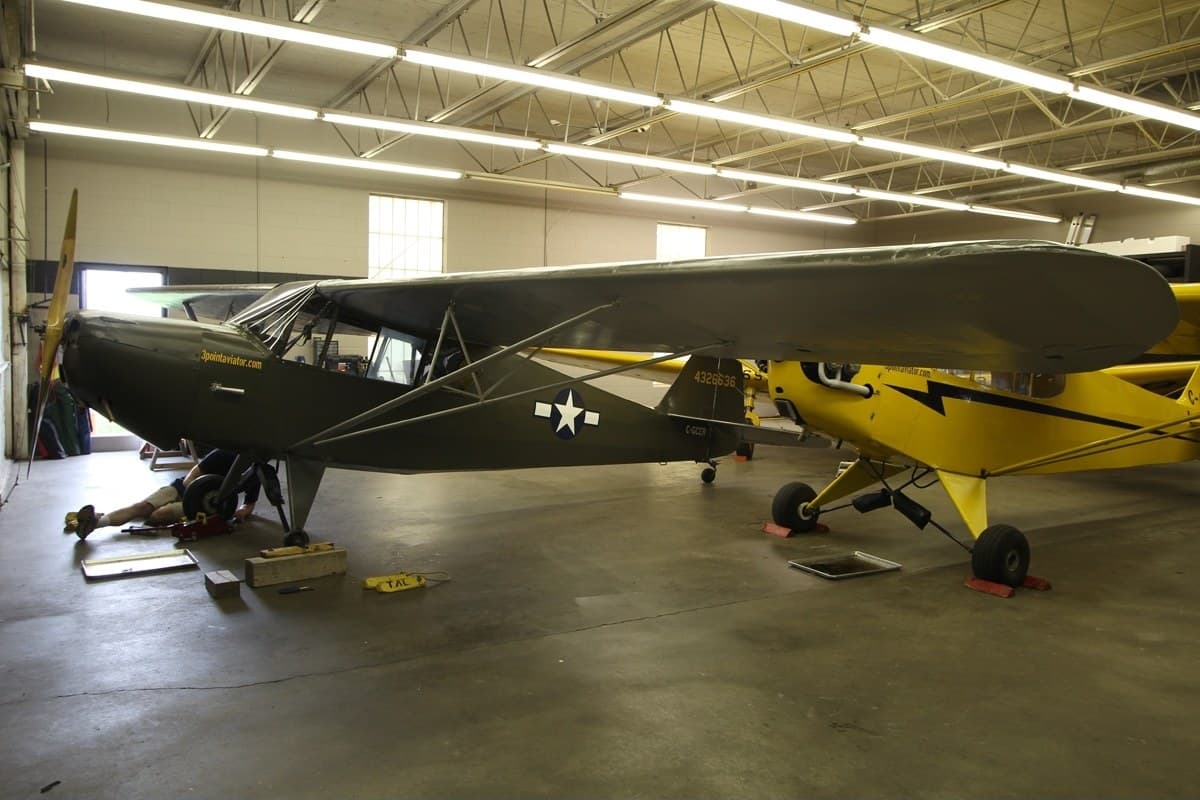 A Taylorcraft DCO-65, the pre-war military-observation variant later developed into the L-2, registration C-GCER