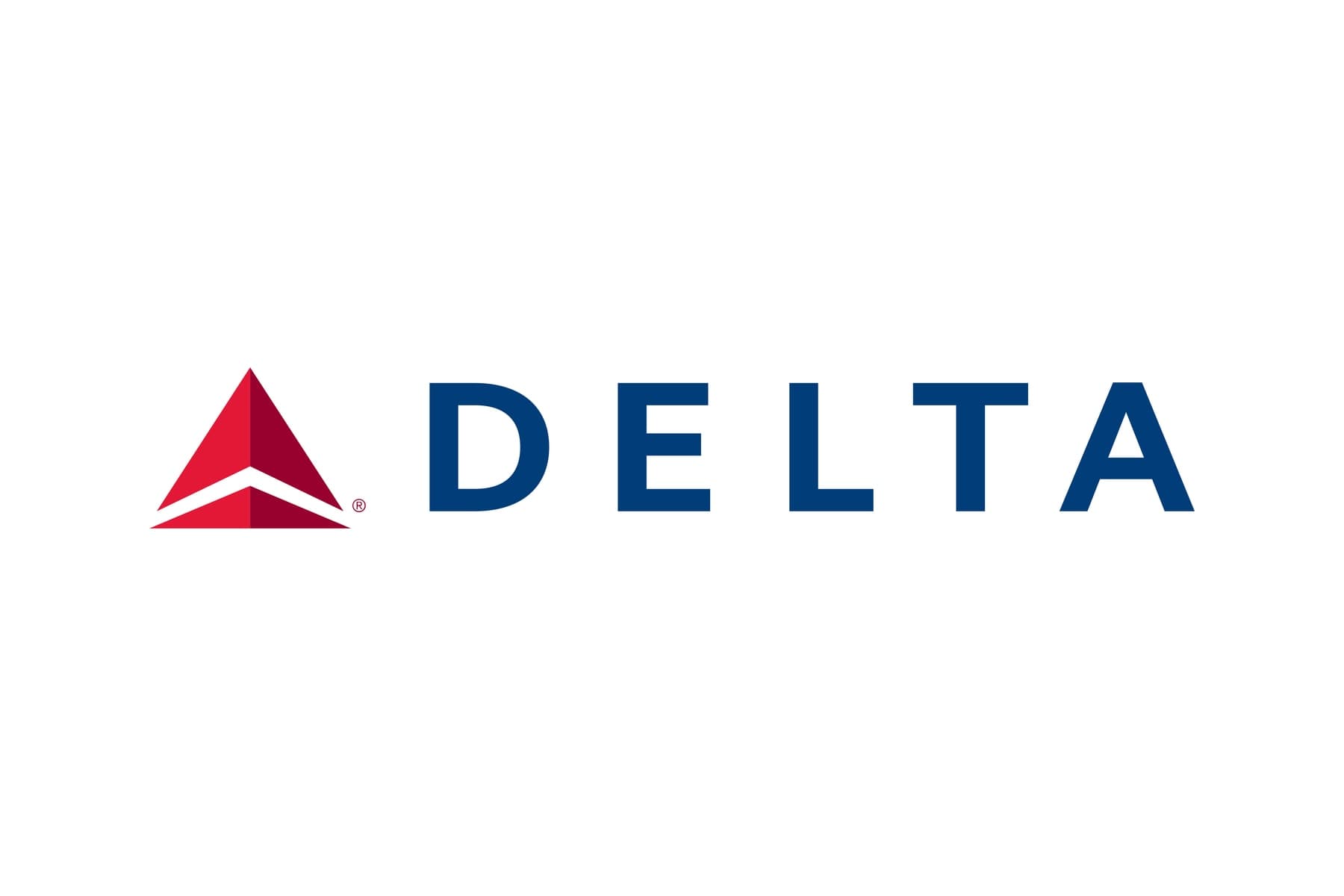 Le logo de Delta Air Lines : le « widget » triangulaire rouge à côté du mot Delta en bleu foncé.
