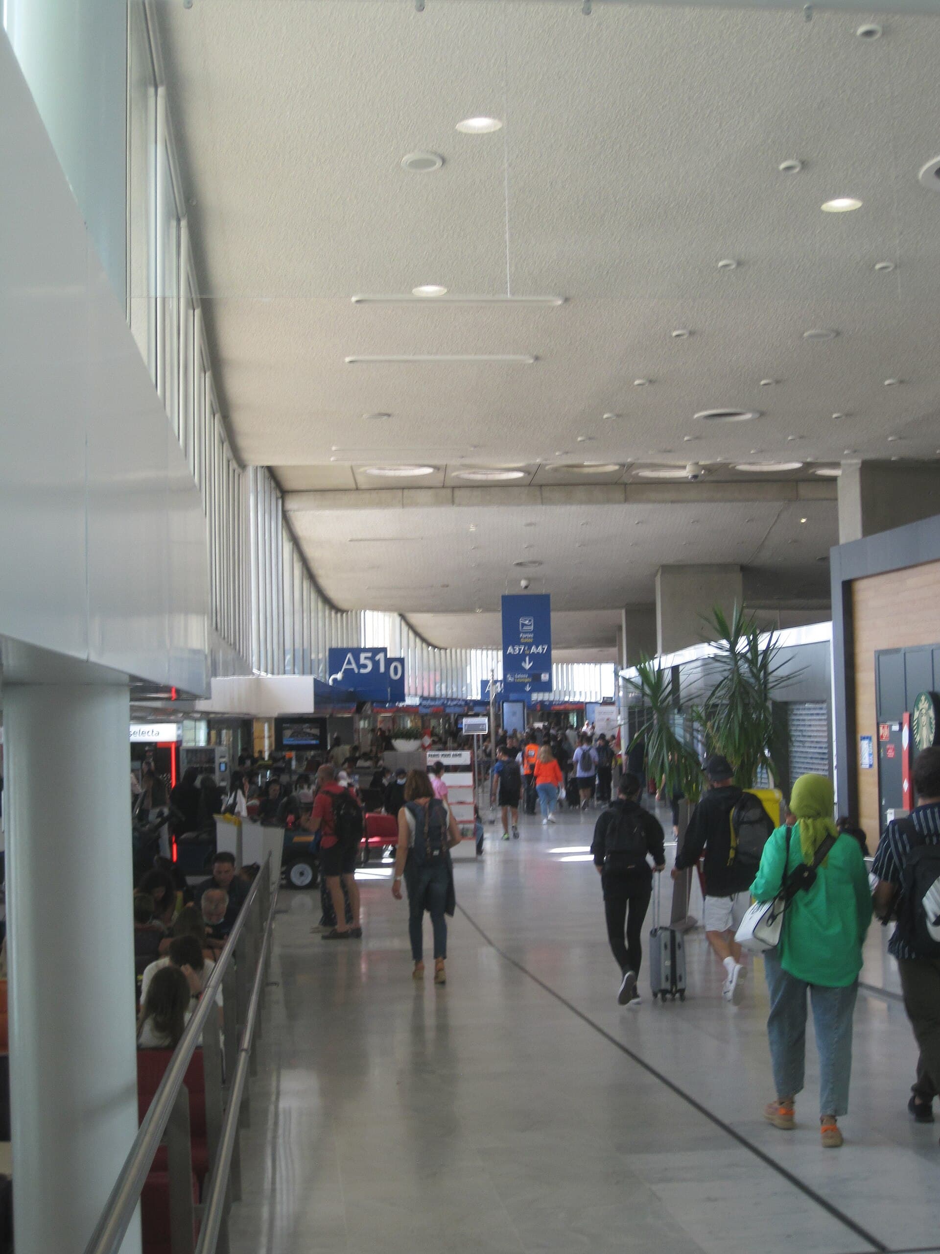 The frontage of Hall 2A, low and horizontal where Terminal 1 is vertical