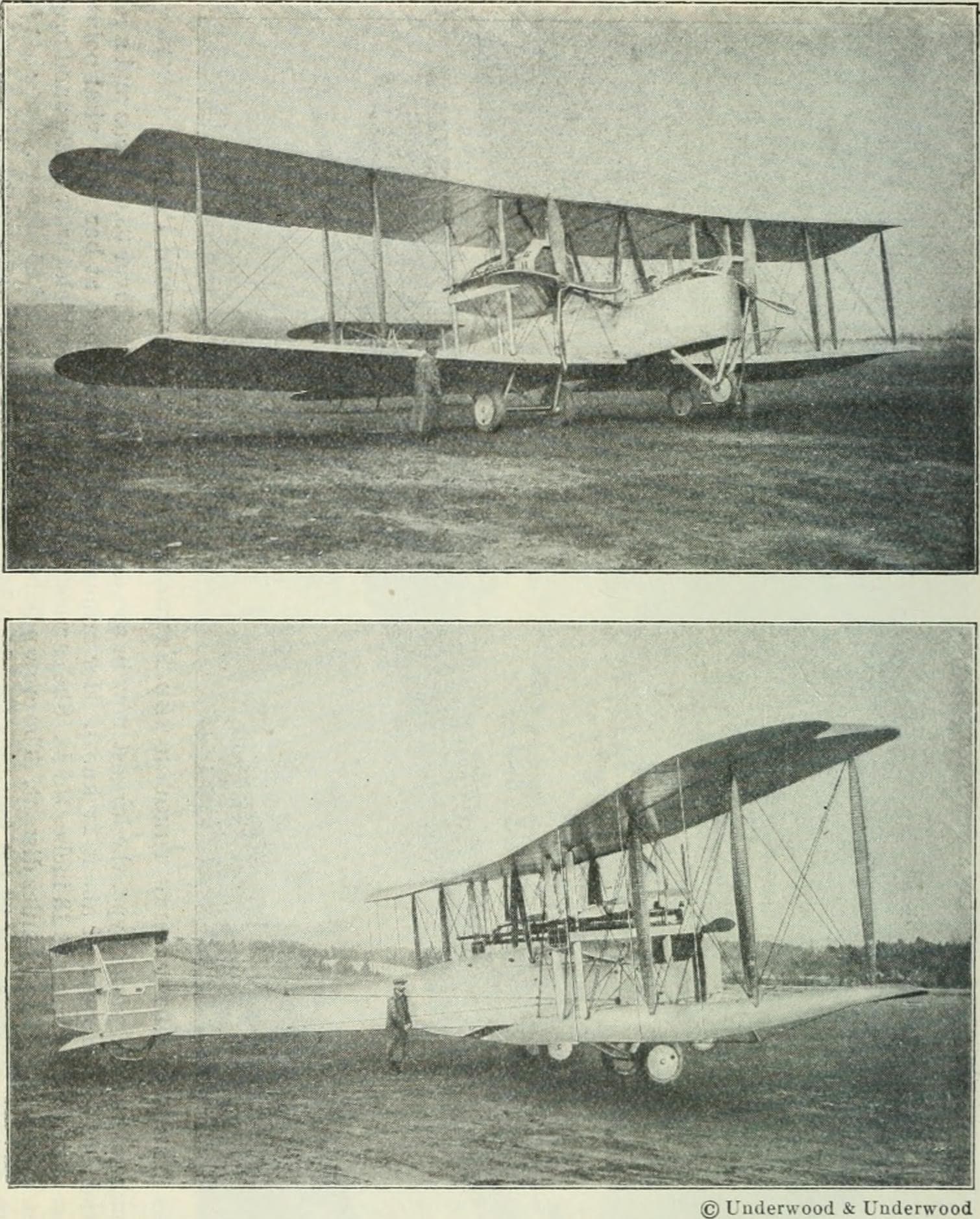 Deux vues du Vickers Vimy transatlantique reproduites dans un manuel de 1922