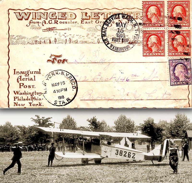 The first US air mail flight, 1918