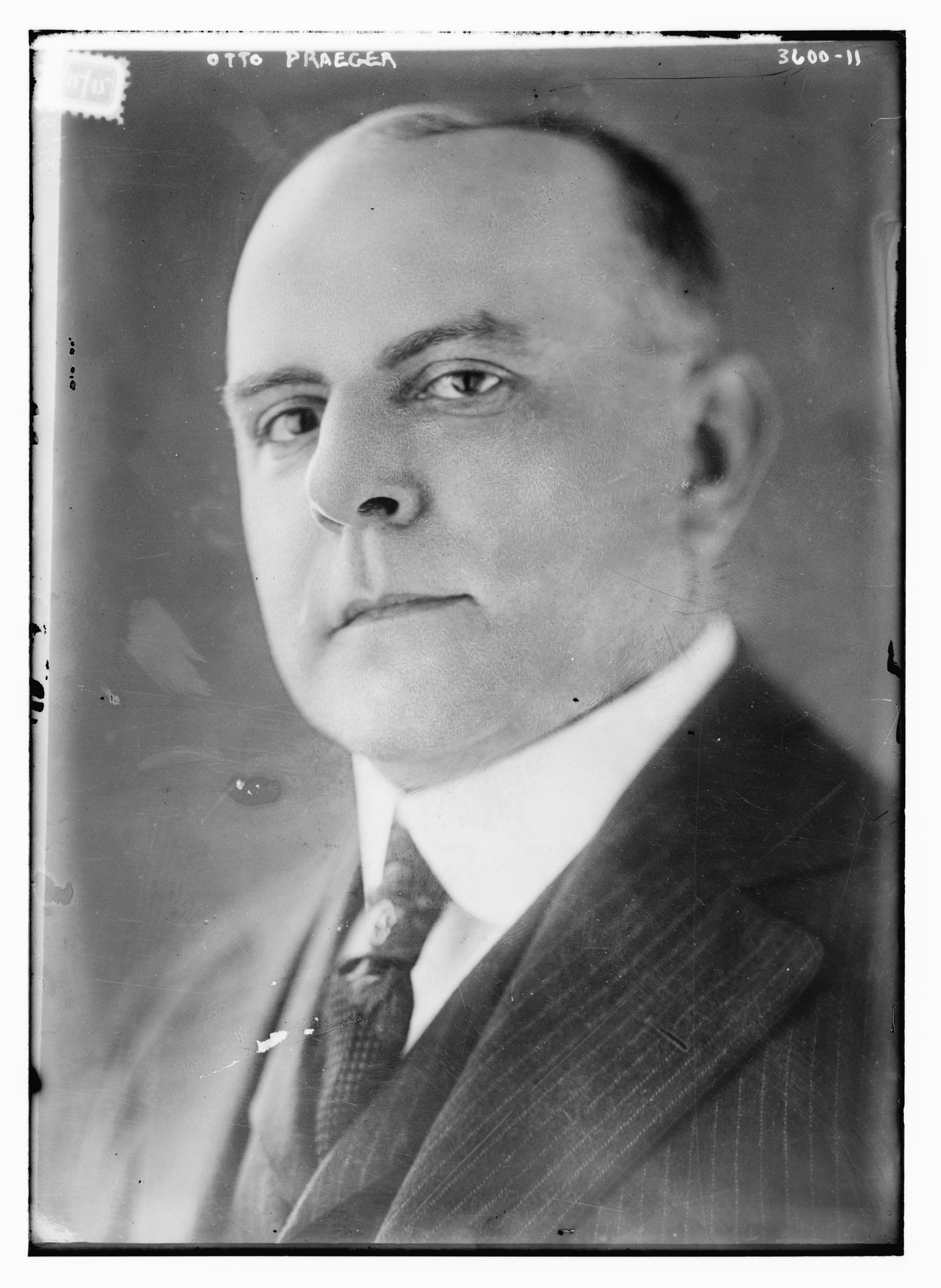 Studio portrait of Otto Praeger, the Second Assistant Postmaster General who drove the creation of the United States air mail service, seated and facing the camera