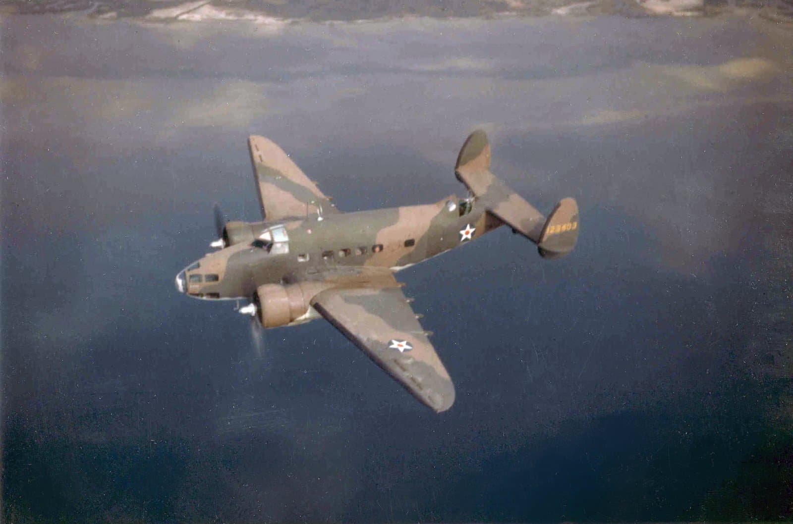 A U.S. Army Air Forces Lockheed A-29 Hudson bomber in flight around 1941