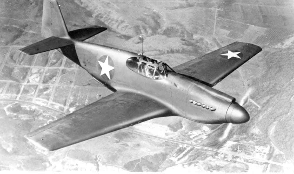 A North American P-51A Mustang, the Allison-engined variant optimised for low and medium altitude