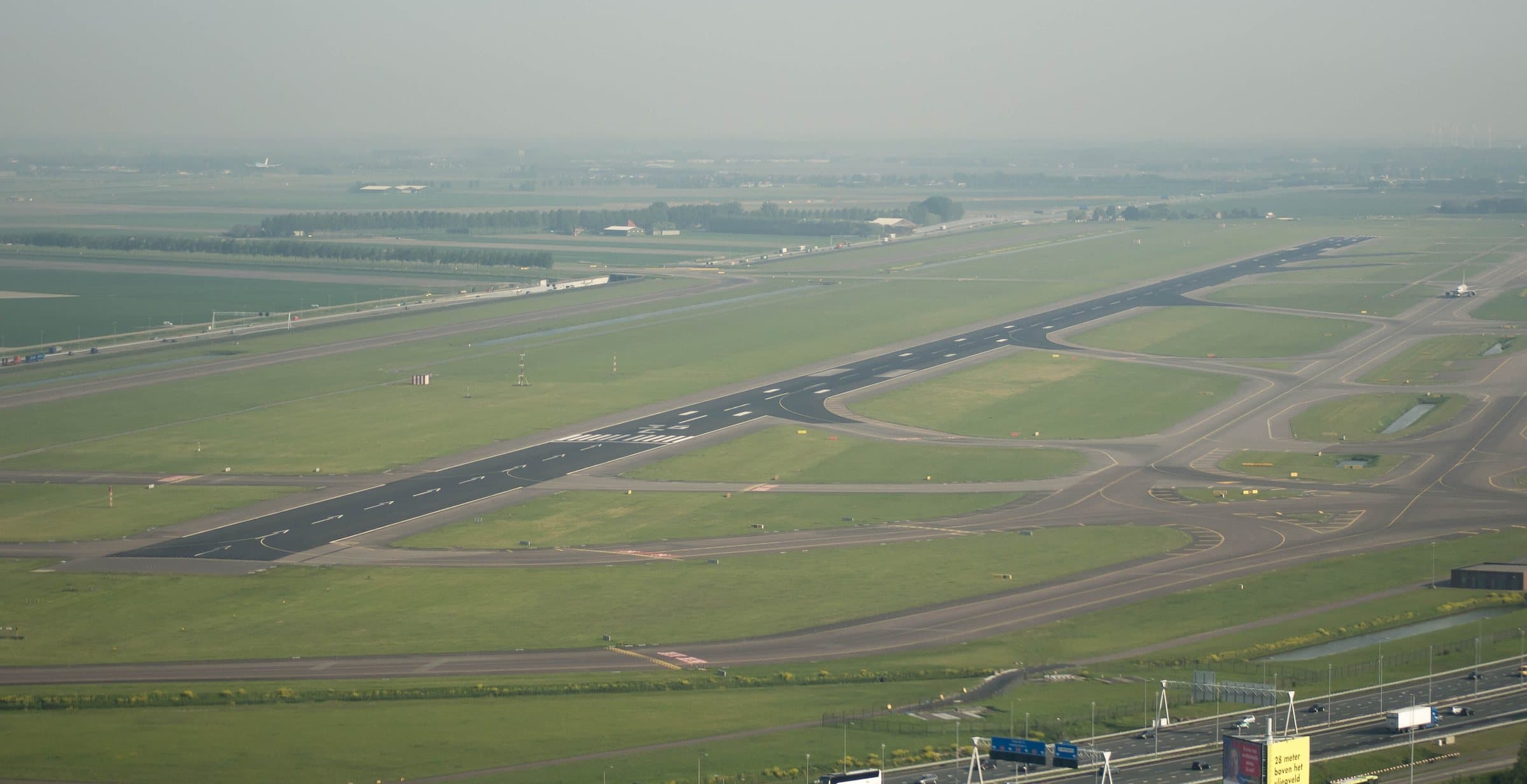 The Zwanenburgbaan runway from the air in 2014