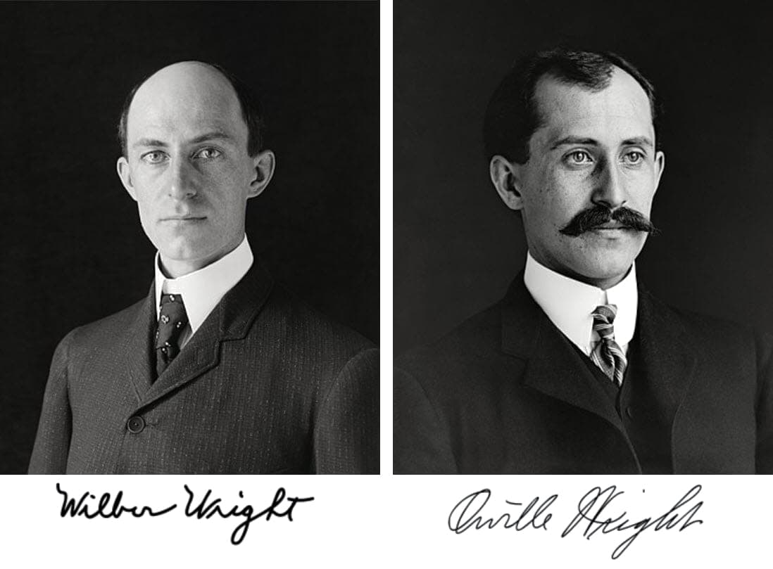 Portraits en studio de Wilbur Wright, 38 ans, et d'Orville Wright, 34 ans.
